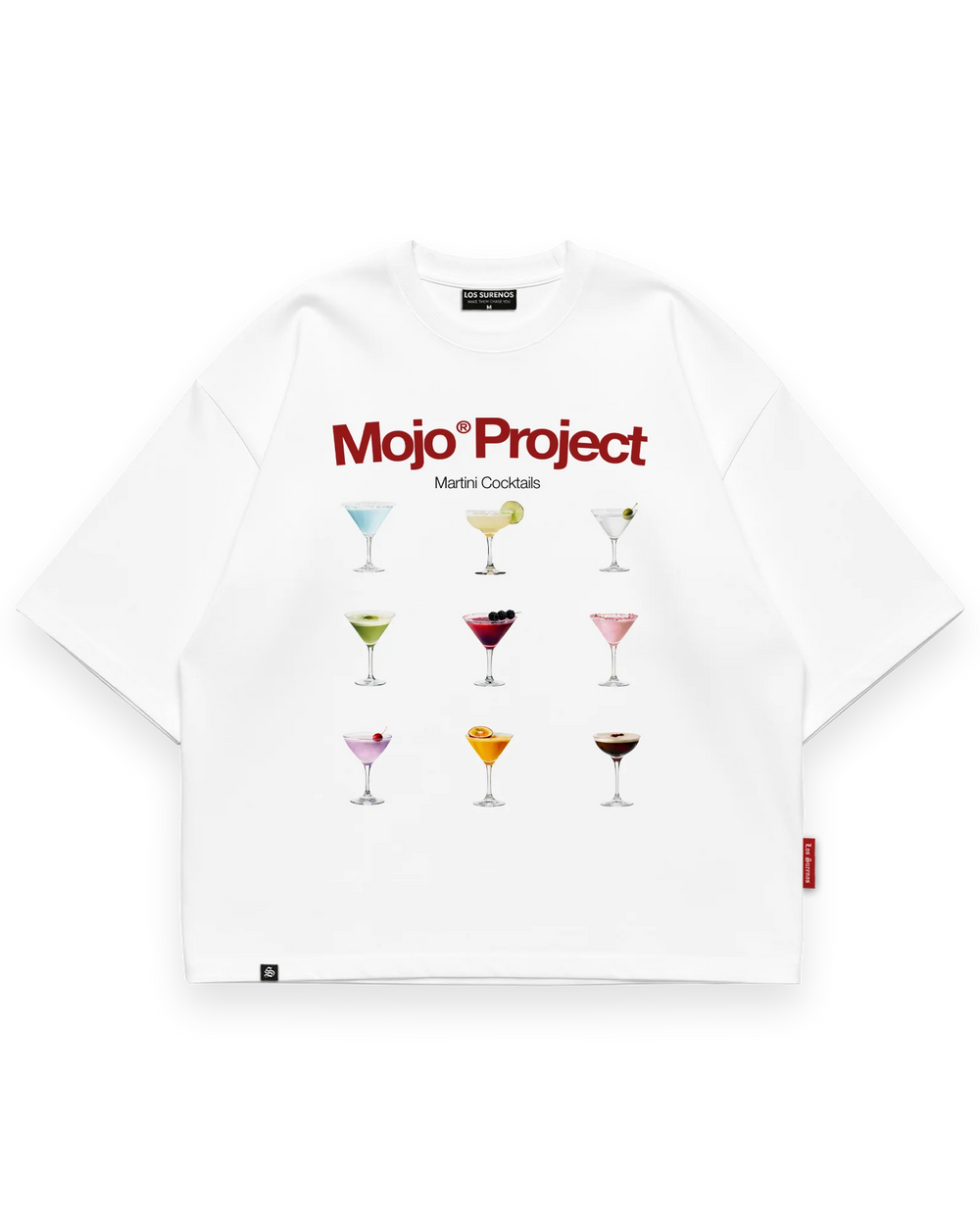 Mojo® Project Martini Cocktails T-Shirt Beyaz ön görünüm #beyaz