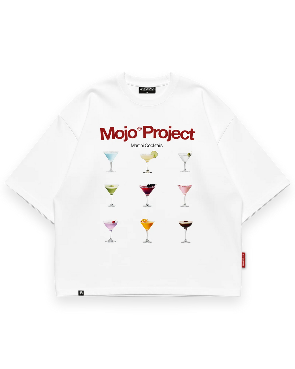 Mojo® Project Martini Cocktails T-Shirt Beyaz ön görünüm #beyaz