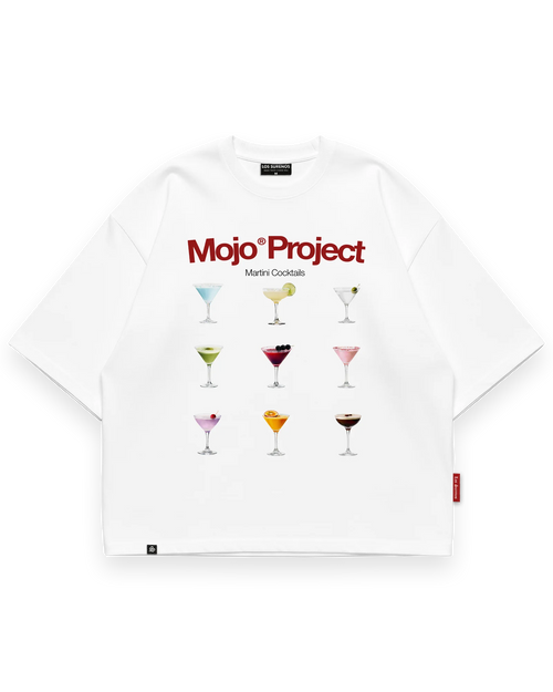 Mojo® Project Martini Cocktails T-Shirt Beyaz ön görünüm #beyaz
